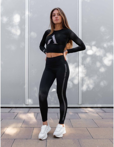 CONJUNTO CAMISETA VALENTINA Y LEGGING BÁSICO NEGRO   SLY-DRY