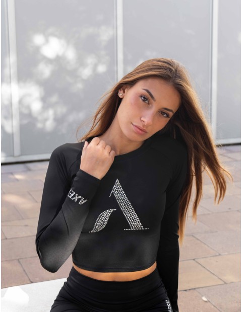 CAMISETA VALENTINA AXELDIAMONDS SLY-DRY  NEGRA Y CRYSTAL