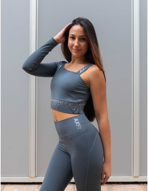 CROPTOP ASYMÉTICO GINEVRA GRIS