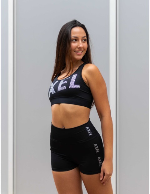 CONJUNTO TOP E SHORT AXELDIAMONDS NEGRO CRYSTAL